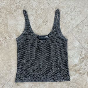 cropped  vintage metallic crochet top